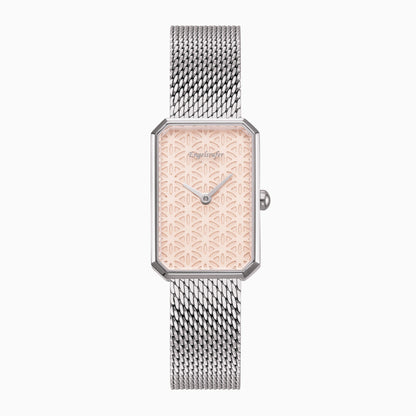 Set Uhr Edelstahl Lebensblume & Armband 925er Silber