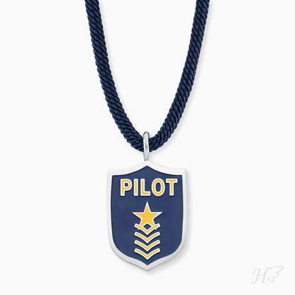 Kinder Halskette Edelstahl Pilot mit Emaille