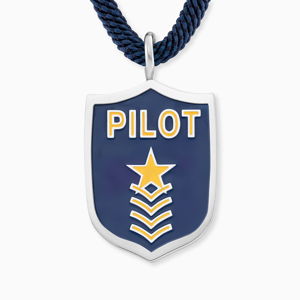 Kinder Halskette Edelstahl Pilot mit Emaille