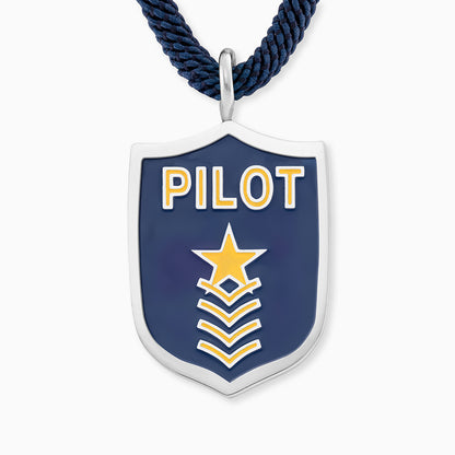 Kinder Halskette Edelstahl Pilot mit Emaille