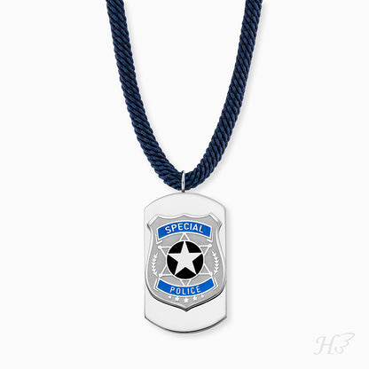 Kinder Halskette Edelstahl Polizei mit Emaille