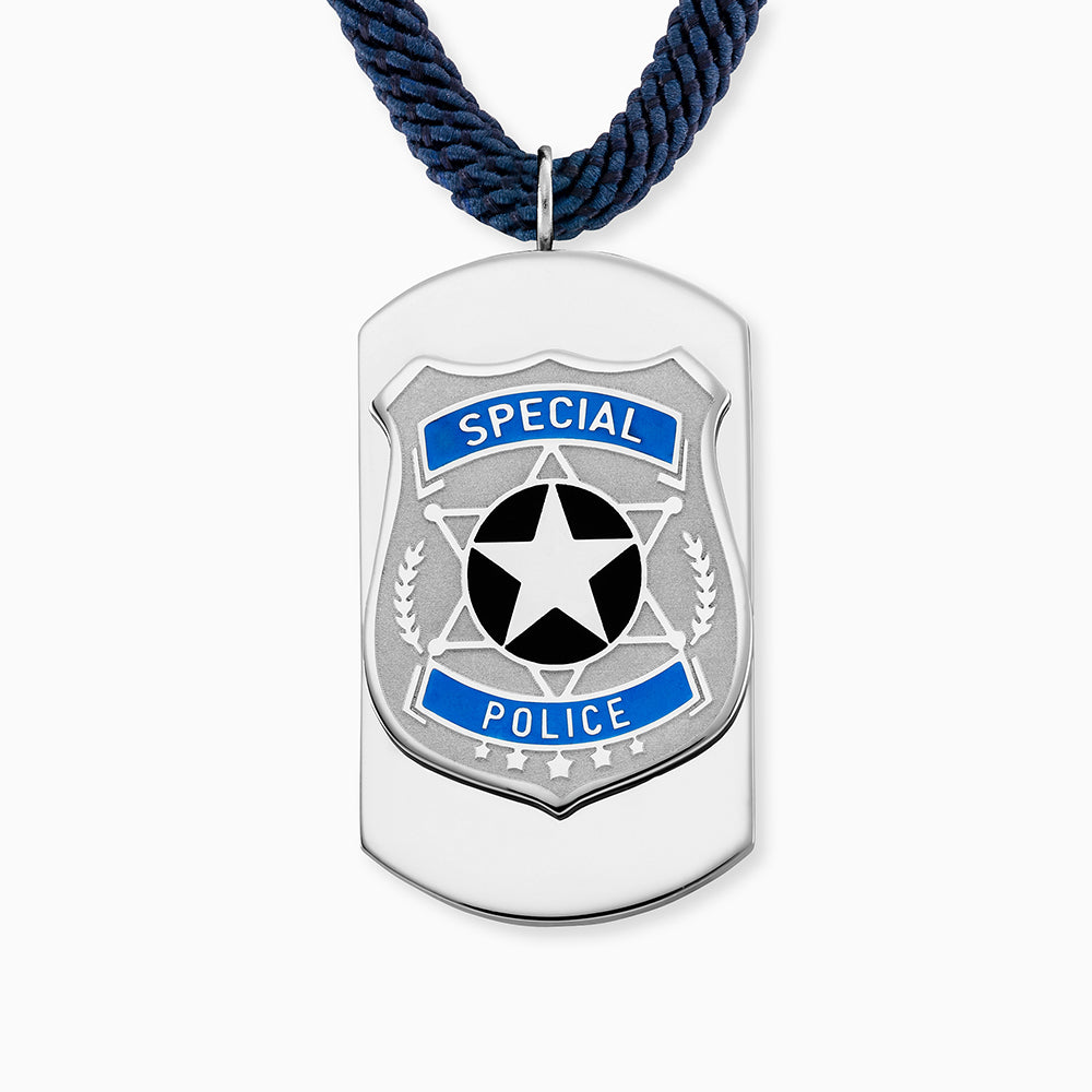 Kinder Halskette Edelstahl Polizei mit Emaille