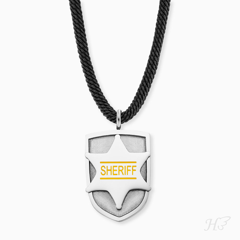 Kinder Halskette Edelstahl Sheriff mit Emaille
