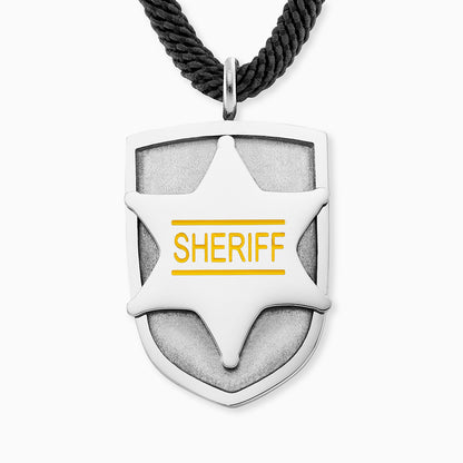 Kinder Halskette Edelstahl Sheriff mit Emaille