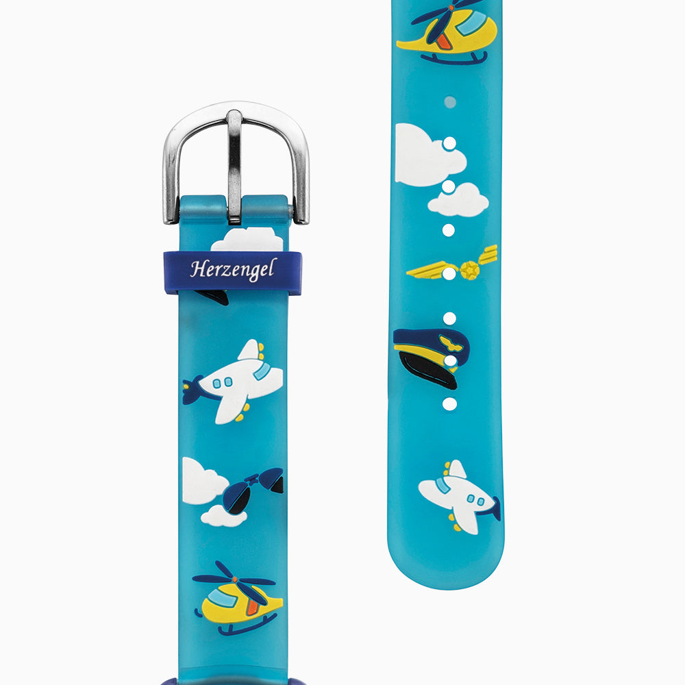 Kinder Uhr Flugzeug für Jungen inkl. Schlampermäppchen