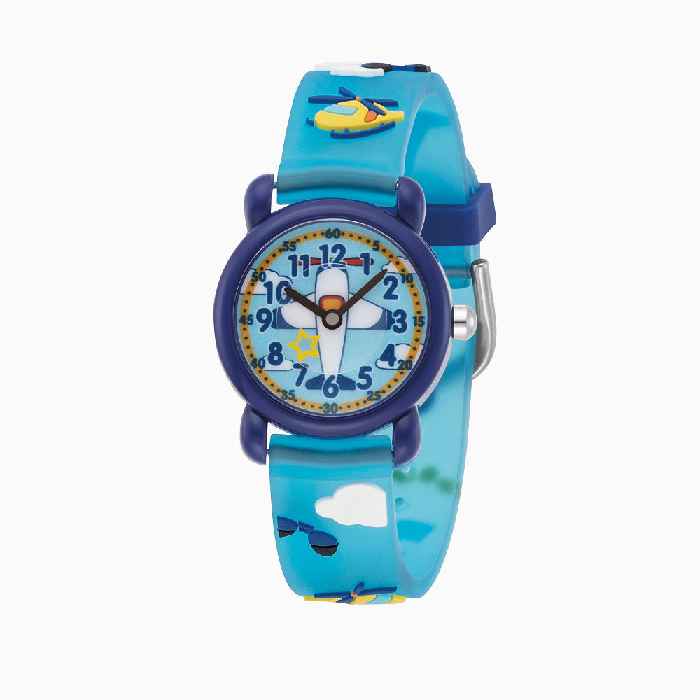Herzengel Kinderuhr mit flugzeugmotiv in Multicolor