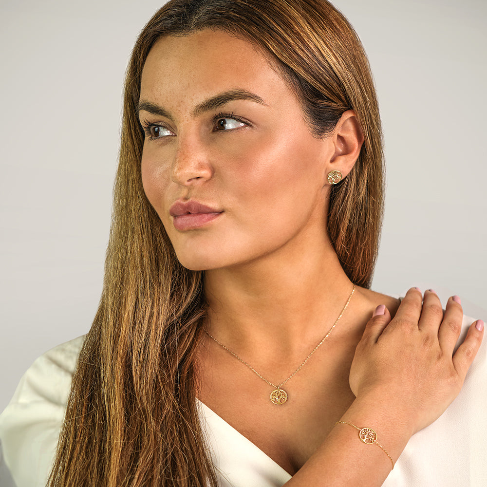 Armband 375er Echtgold Lebensbaum mit Diamant